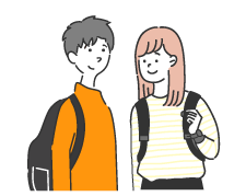 鞄をからっている男女のイラスト